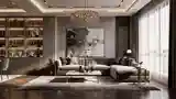 Glamour Living Room with Luxurious Materials