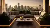 Wysoki taras z eleganckim wnętrzem