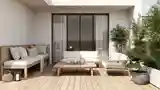 Terasa Japandi z drewnem i bambusem