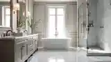 Luxury White Marble and Brass Bath