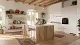Bohemian Kitchen with Wood and Concrete