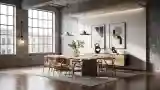 Luksusowy Loft Jadalnia z Drewnem