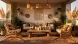 Rattan Terrace with Pampas Grass