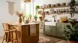 Luxury Bohemian Kitchen in Sage and Cream