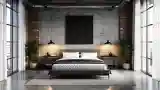 Industrial Bedroom with Concrete and Brick