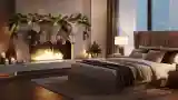 Modern Luxury Bedroom with Fireplace
