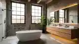 Łazienka Loft z Betonem i Drewnem