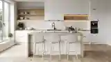 Scandinavian Kitchen with Light Wood and White Marble