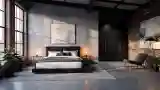 Industrial Bedroom in Dark Elegance