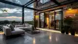 Industrial Terrace with Raw Materials & Warm Lighting