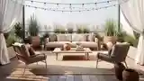Boho Taras z Drewna i Lnu