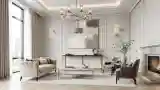 Modern Classic Living Room with Marble Fireplace