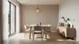 Elegancka sala stołówka z drewnem