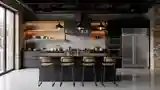 Industrial Kitchen with Marble