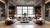 Industrial Living Room with Concrete