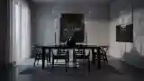 Minimalist Dining Room with Black Table