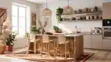 Bohemian Kitchen with Rattan and Wood