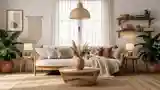 Elegancki Pokój Boho z Drewnem i Włóknami