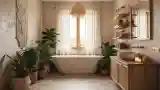 Bohemian Luxury Bathroom with Wood and Plants