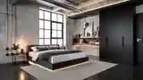 Exposed Concrete, LED-Lit Industrial Bed