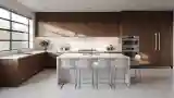 High-End Kitchen with Warm Wood and White Marble