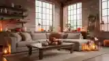 Loft Living Room with Warm Lighting