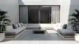 Kolekcyjny salon z betonem i szarością