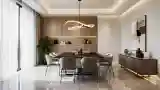 Modern Luxury Dining Room with Wood and Marble