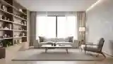 Minimalist Living Room with Wood