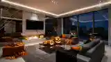 Modern Luxury Living Room with Halloween Touches