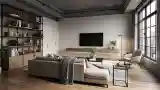 Concrete and Wood Loft Living Room