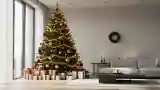 Minimalist Living Room with Christmas Tree