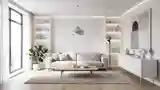 Scandinavian Living Room with Wood and White