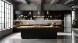 Industrial Kitchen with Concrete and Wood