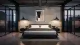 Industrial Bedroom with Concrete Walls