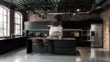 Industriальная Kuchnia z Ciemnym Marmurem