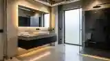 White Vessel Sink in Concrete Bathroom