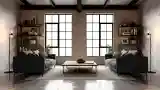 Industrial Living Room with Concrete and Wood