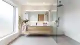 Glass, Wood and Light in Bathroom