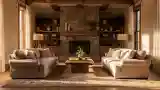 Zimowy salon z ogniskiem