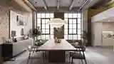 Łazienka Loft z drewnem i cegłą
