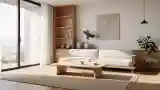 Japandi Pokój Jadalny z Drewnem