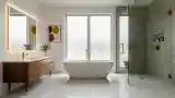 Lakoniczna łazienka w stylu Mid Century