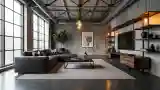 Industrial Living Room with Concrete