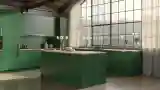 Luxurious Loft Kitchen with Matte Green