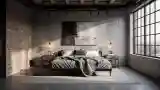 Industrial Bedroom with Concrete Soul