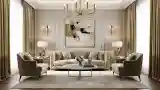 Opulent Living Room with Marble Base