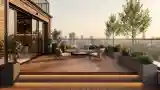 Balconiu z drewnem i światłem