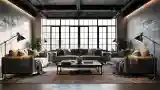 Industrial Living Room with Raw Textures