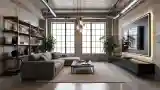 Industrial Living Room with Concrete